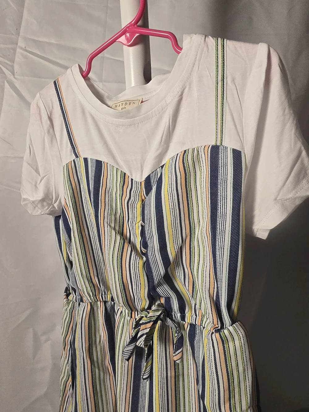 Hayden Girls Striped Blue & White Casual Midi Dress Size 9/10